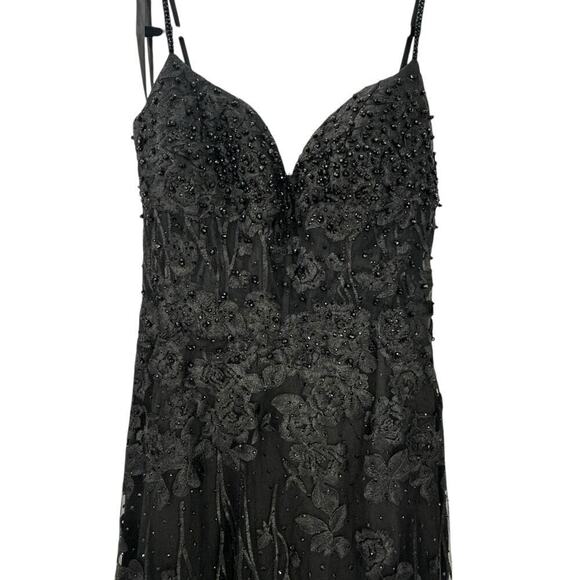 Mac Duggal Embellished Sleeveless Illusion Bodice Gown Black Size 6 NWT - Picture 11 of 13